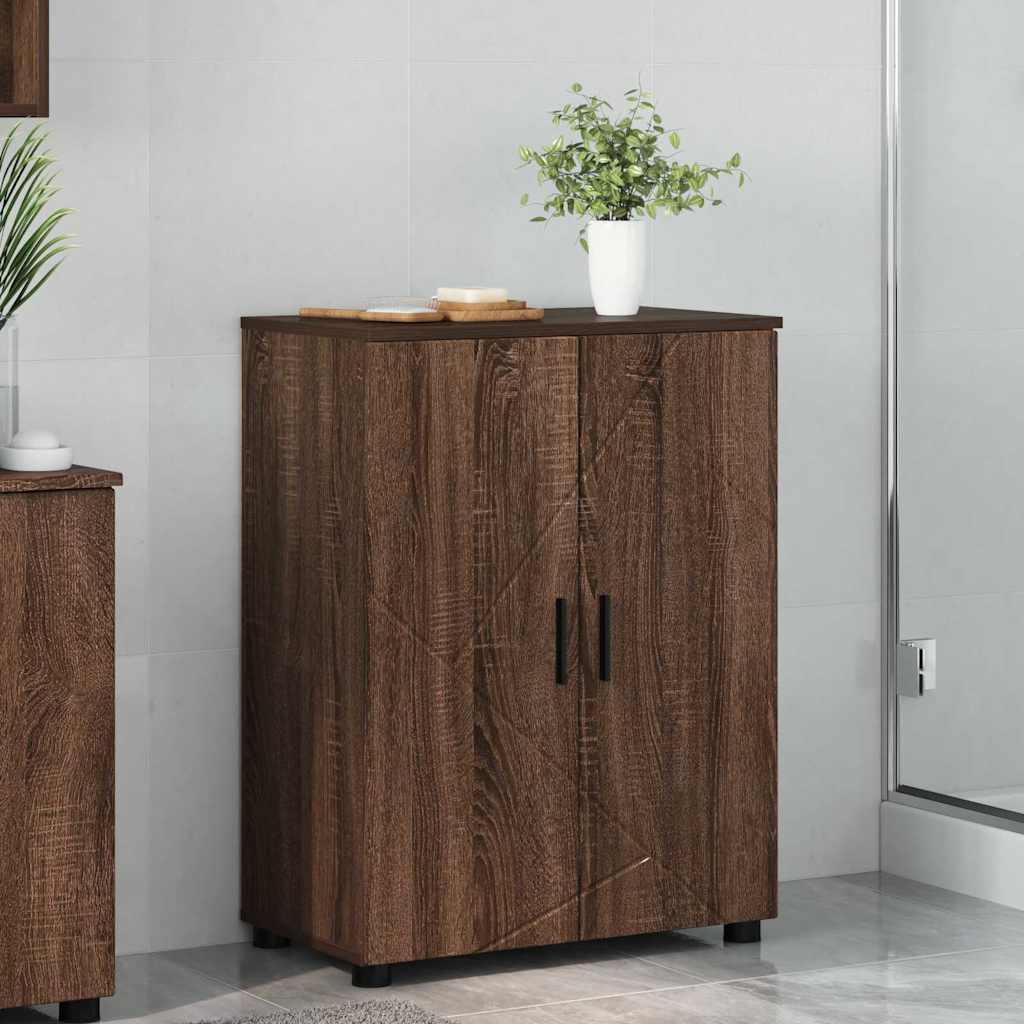vidaXL Badezimmerschrank mit Tür Braun Eichen-Optik 60 x 35 x 80 cm