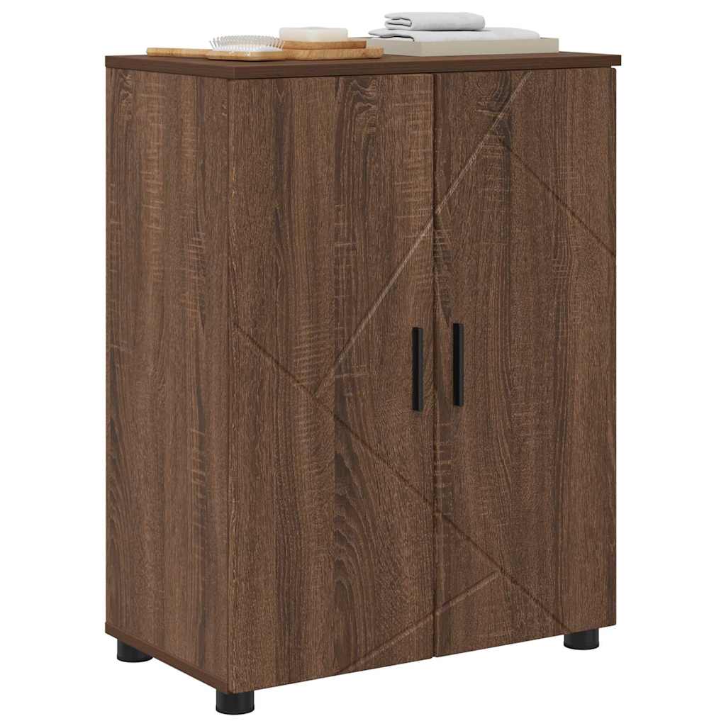 vidaXL Badezimmerschrank mit Tür Braun Eichen-Optik 60 x 35 x 80 cm
