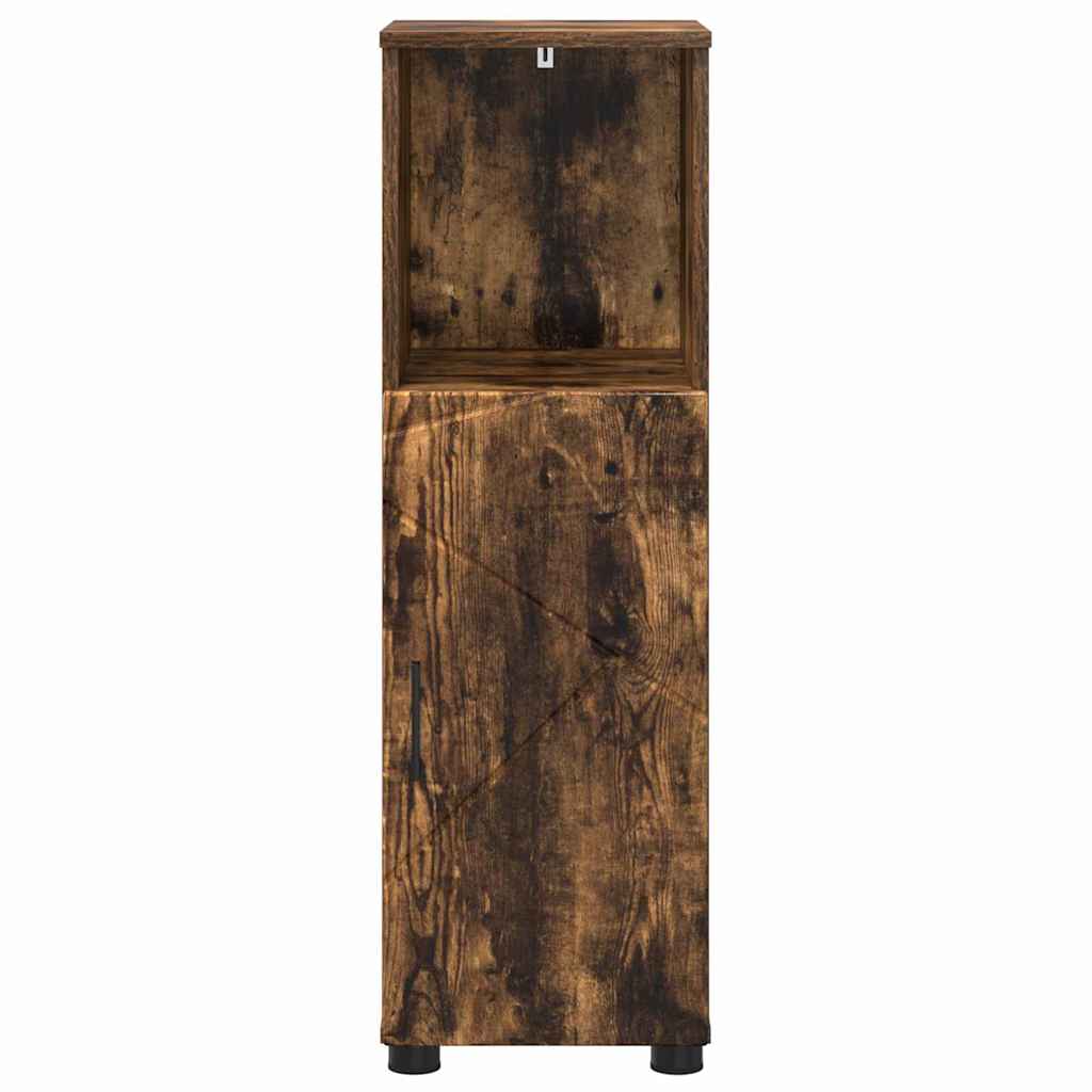 vidaXL Badezimmerschrank mit Tür Geräucherte Eiche 30 x 35 x 95 cm
