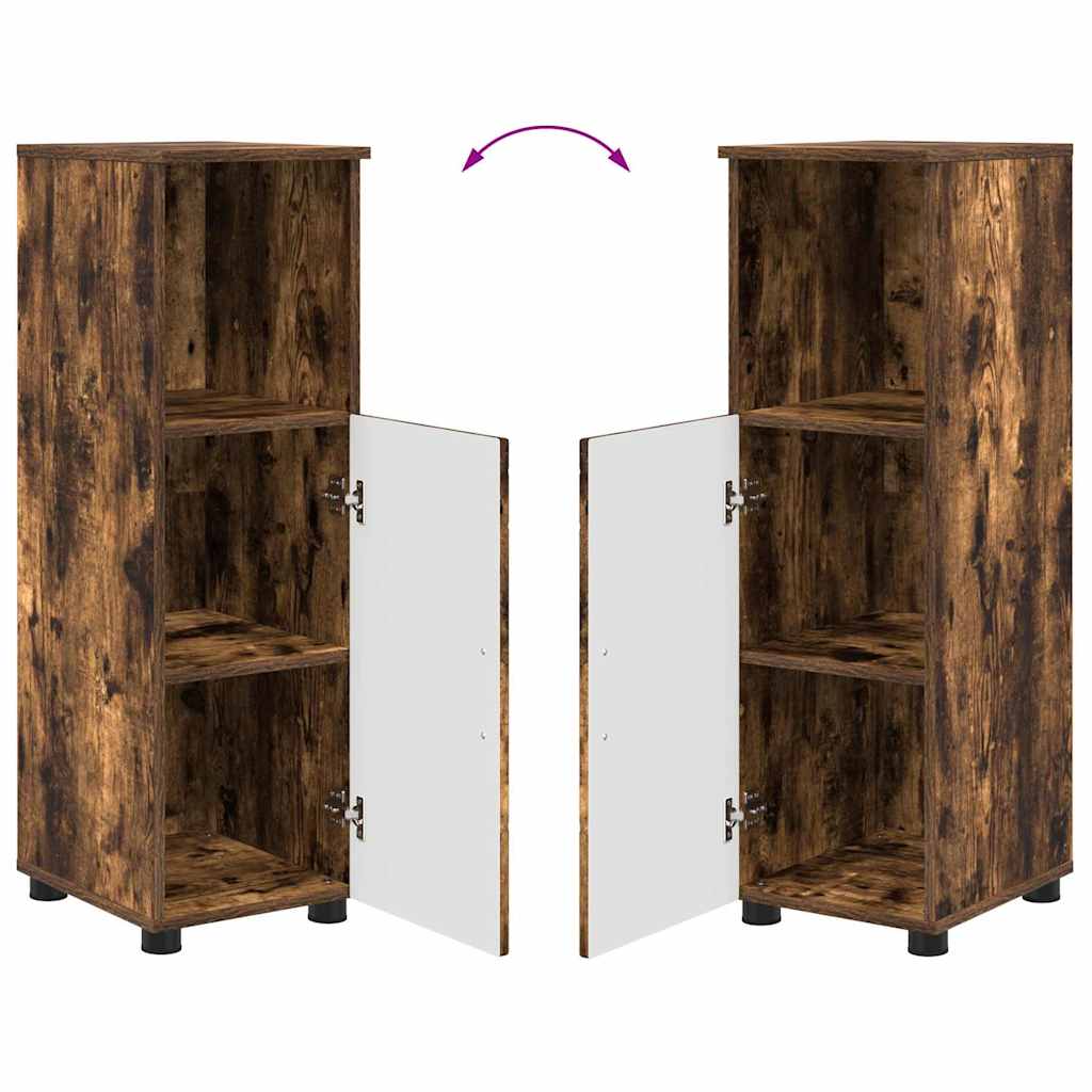 vidaXL Badezimmerschrank mit Tür Geräucherte Eiche 30 x 35 x 95 cm