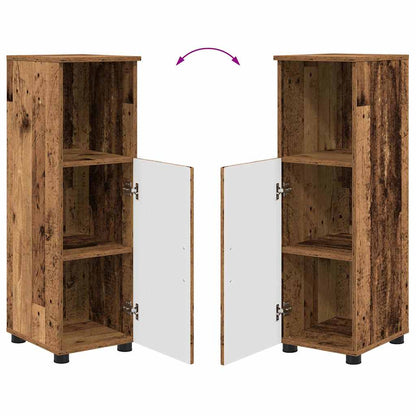 vidaXL Badezimmerschrank mit Speicher mit Tür Altholz 30 x 35 x 95 cm