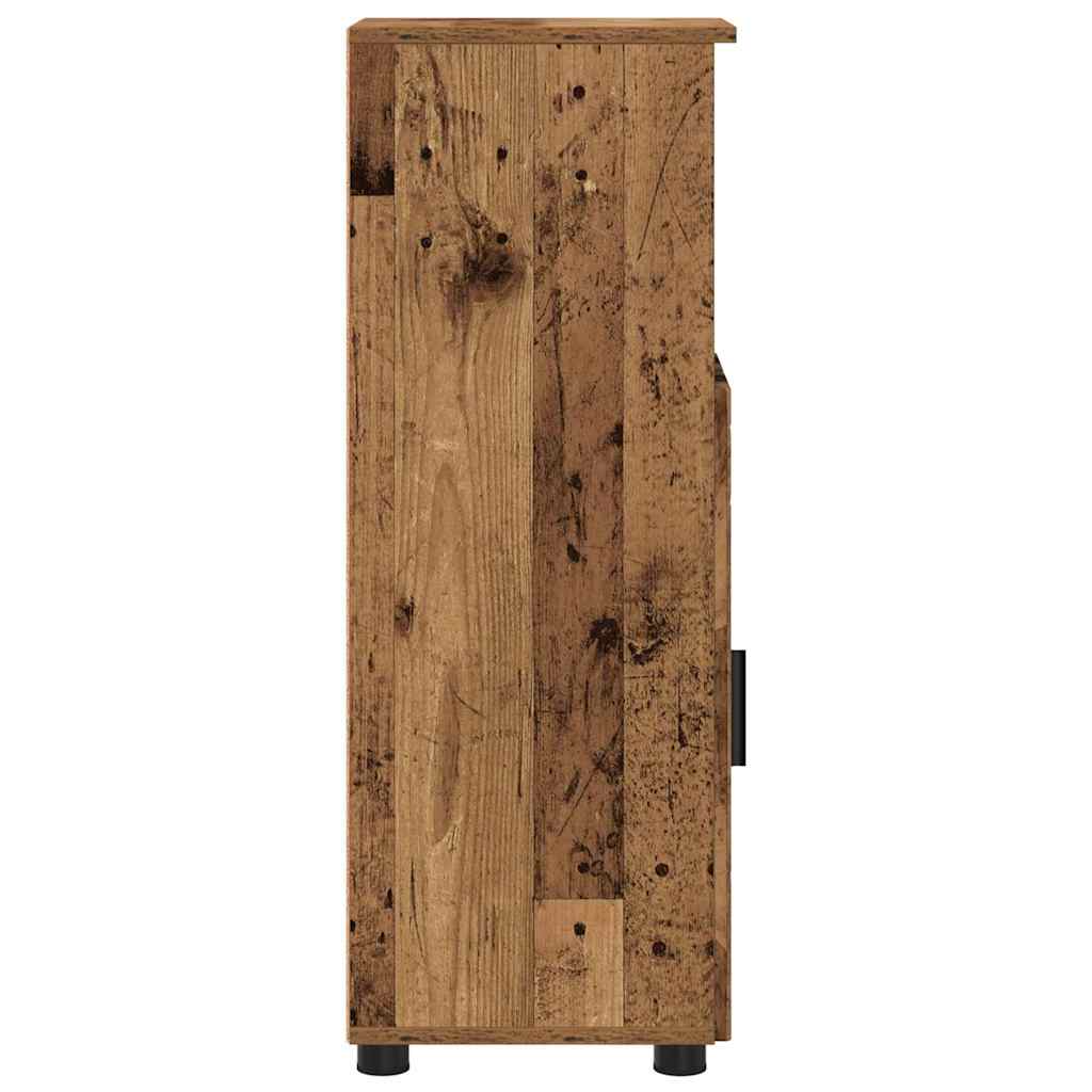 vidaXL Badezimmerschrank mit Speicher mit Tür Altholz 30 x 35 x 95 cm