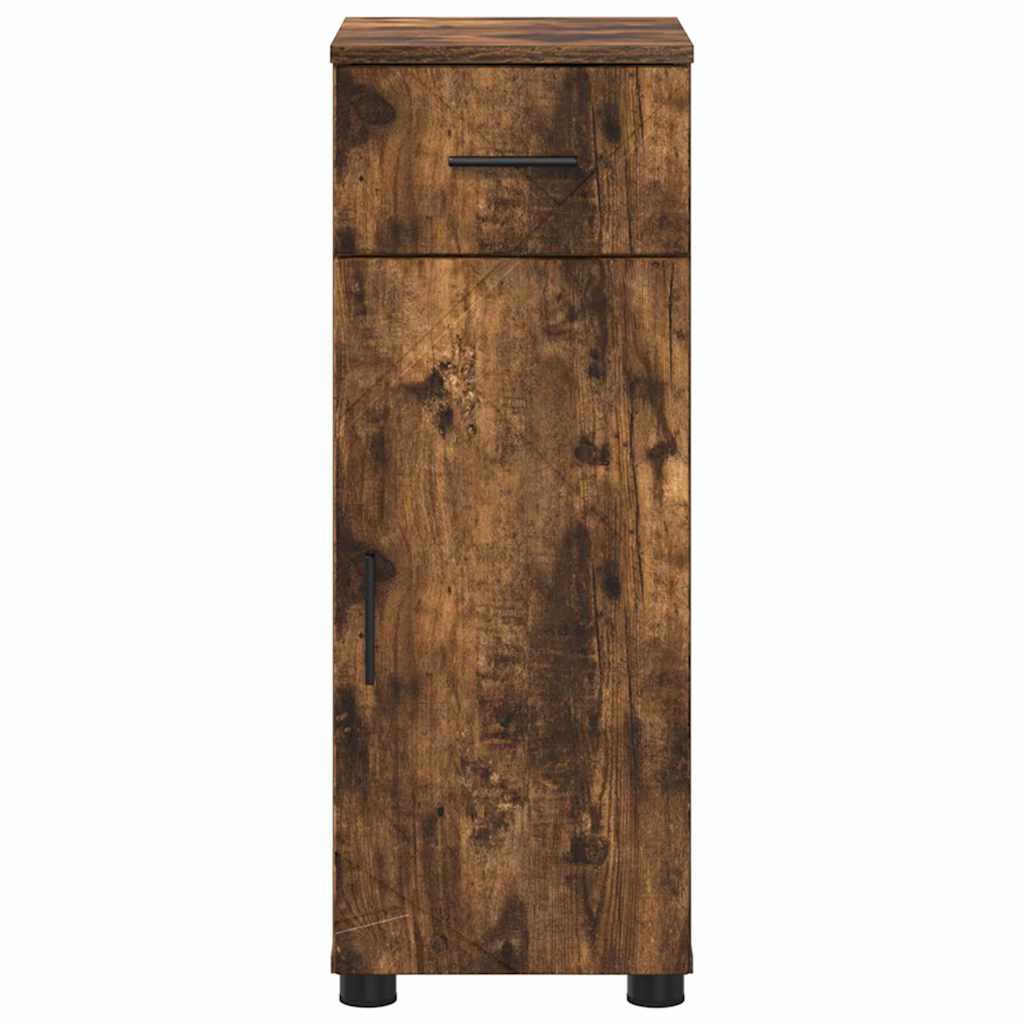 Badezimmerschrank mit Tür Geräucherte Eiche 30 x 35 x 80 cm
