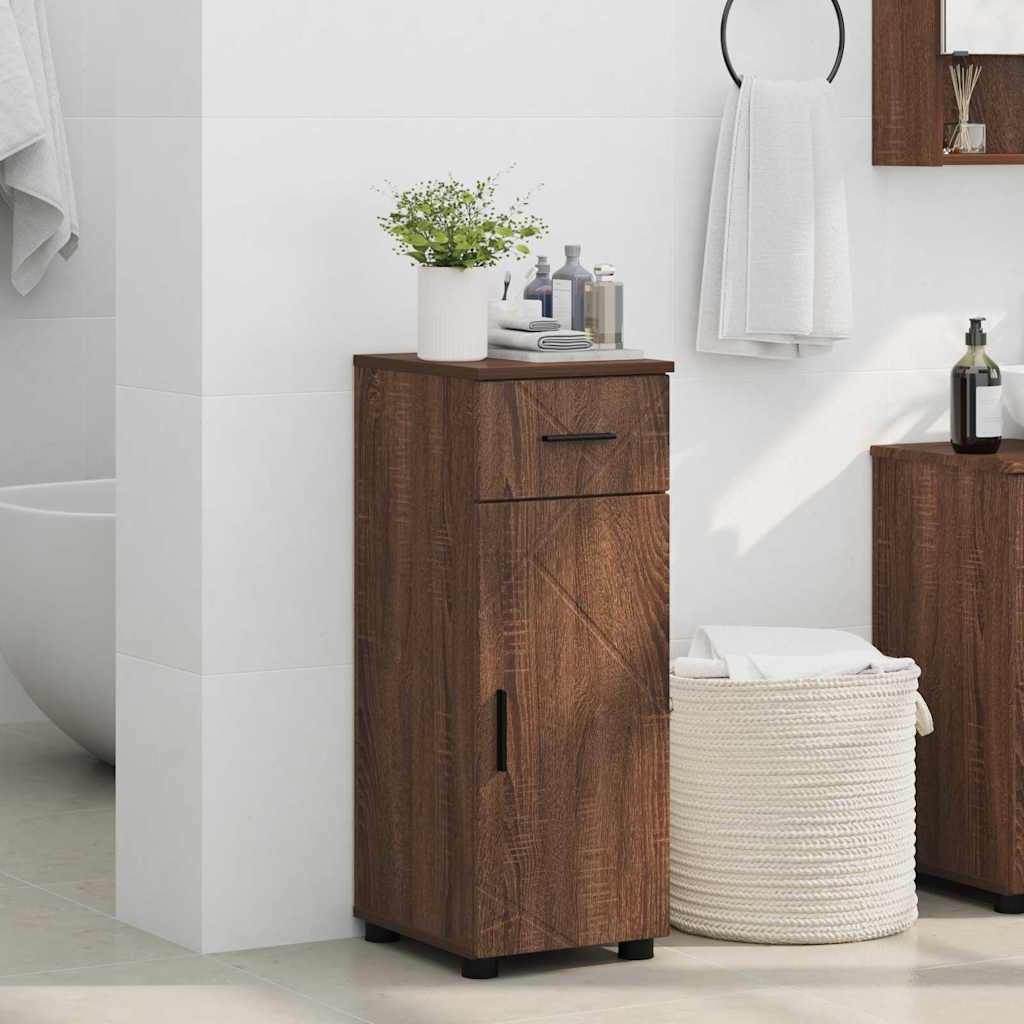 vidaXL Badezimmerschrank mit Tür Braun Eichen-Optik 30 x 35 x 80 cm