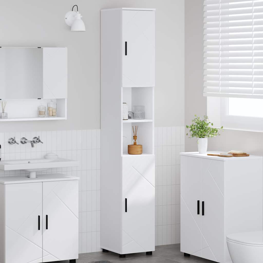 vidaXL Badezimmerschrank Weiß 30 x 35 x 192 cm Holzwerkstoff & Metall