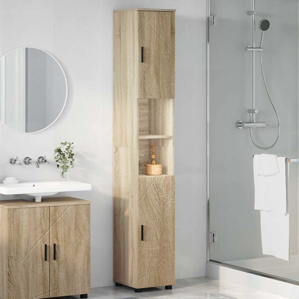 vidaXL Badezimmerschrank mit Speicher Sonoma-Eiche 30 x 35 x 192 cm