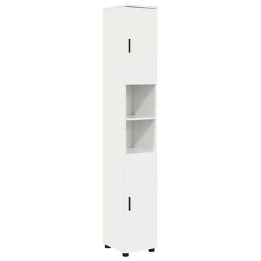 vidaXL Badezimmerschrank mit Speicher Hochglanz Weiß 30 x 35 x 192 cm