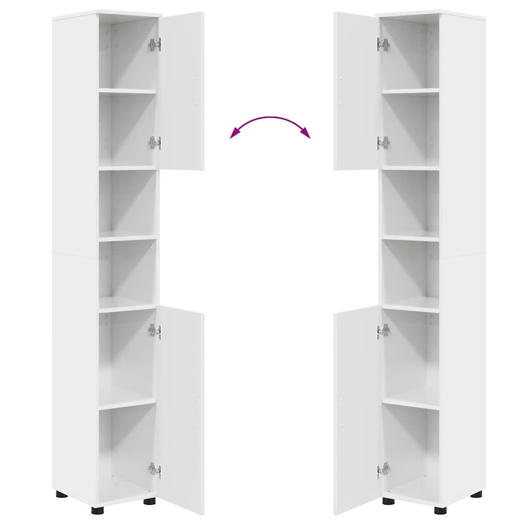 vidaXL Badezimmerschrank mit Speicher Hochglanz Weiß 30 x 35 x 192 cm