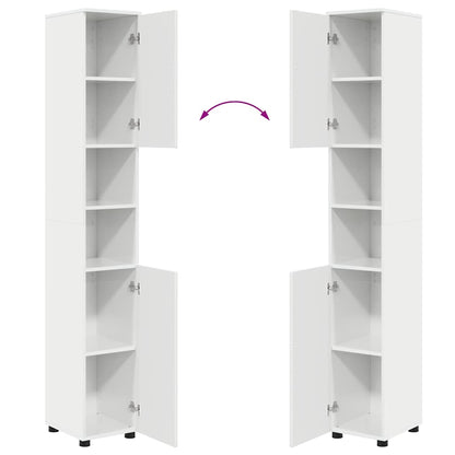 vidaXL Badezimmerschrank mit Speicher Hochglanz Weiß 30 x 35 x 192 cm
