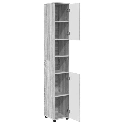 vidaXL Badezimmerschrank mit Speicher Graues Sonoma 30 x 35 x 192 cm