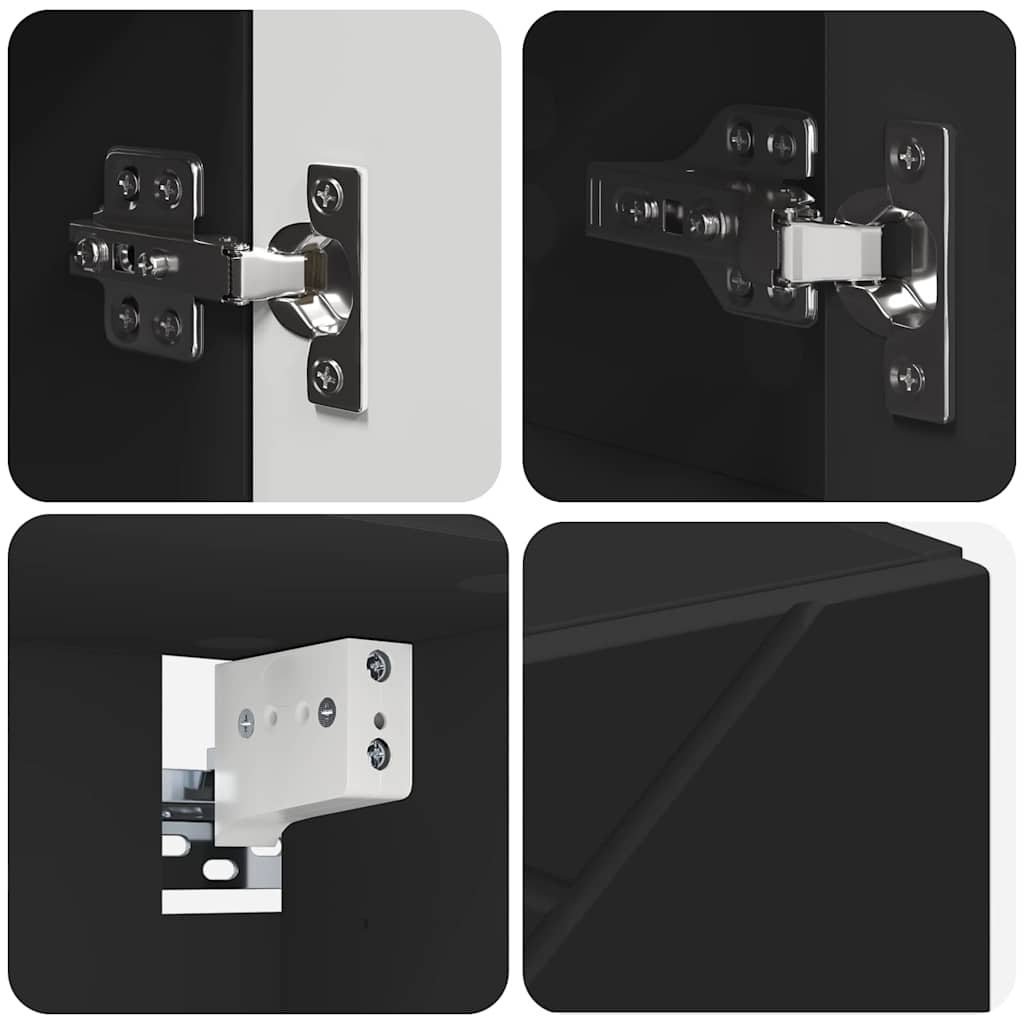 vidaXL Armoire de toilette avec porte Noir 80 x 17 x 55 cm Bois d'ingénierie
