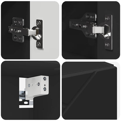vidaXL Armoire de toilette avec porte Noir 80 x 17 x 55 cm Bois d'ingénierie