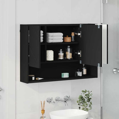vidaXL Armoire de toilette avec porte Noir 80 x 17 x 55 cm Bois d'ingénierie