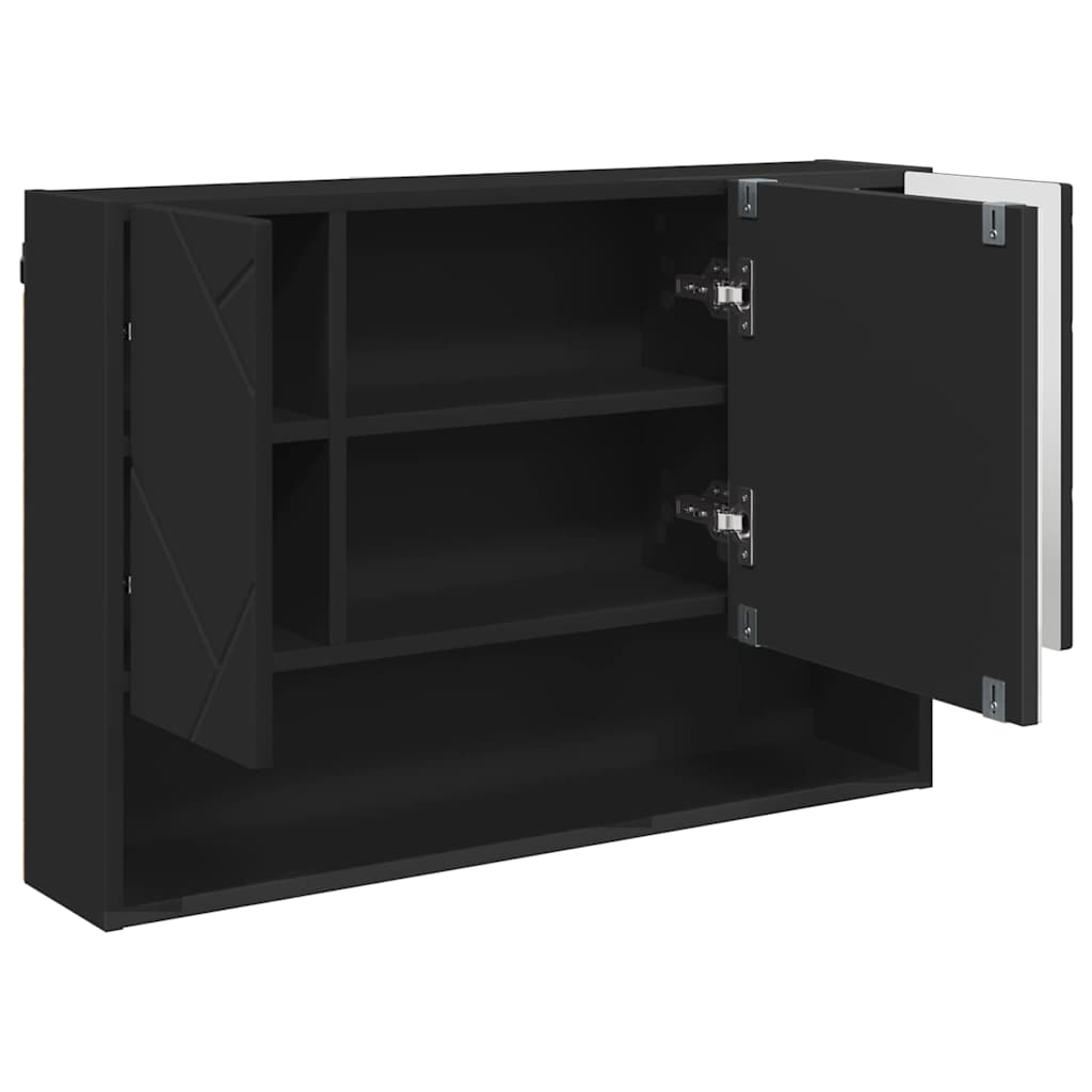 vidaXL Armoire de toilette avec porte Noir 80 x 17 x 55 cm Bois d'ingénierie