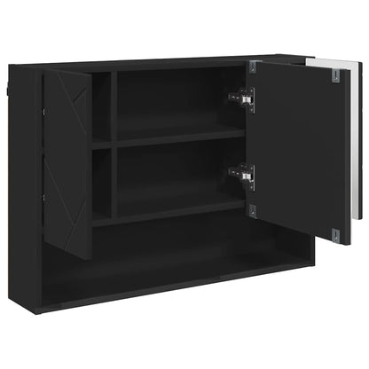 vidaXL Armoire de toilette avec porte Noir 80 x 17 x 55 cm Bois d'ingénierie