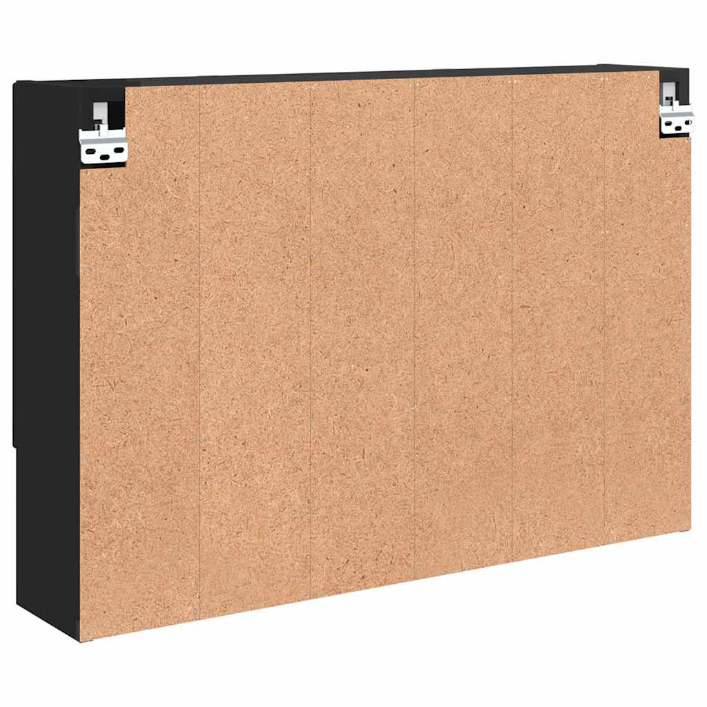 vidaXL Armoire de toilette avec porte Noir 80 x 17 x 55 cm Bois d'ingénierie