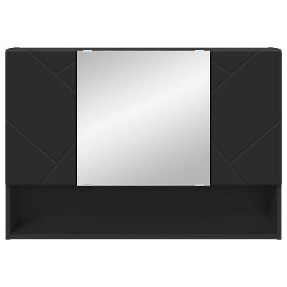 vidaXL Armoire de toilette avec porte Noir 80 x 17 x 55 cm Bois d'ingénierie