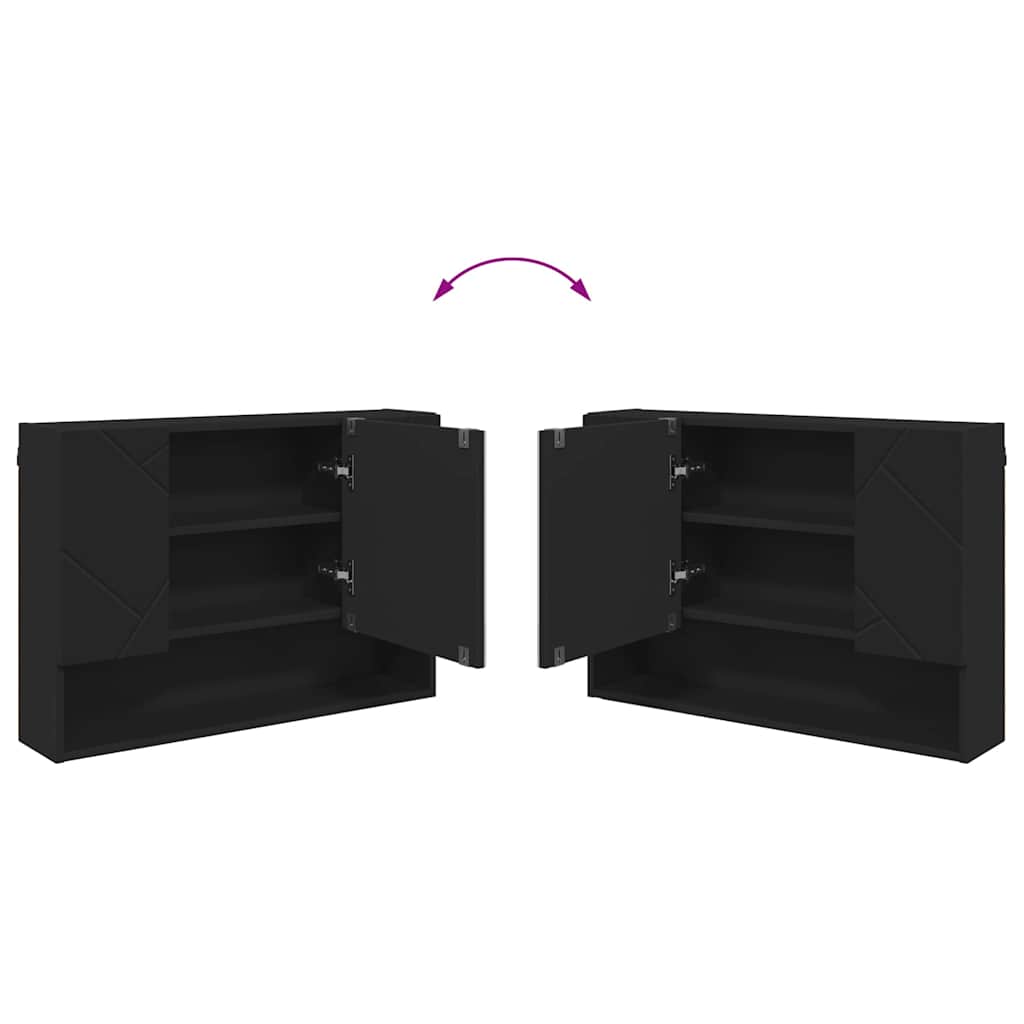 vidaXL Armoire de toilette avec porte Noir 80 x 17 x 55 cm Bois d'ingénierie