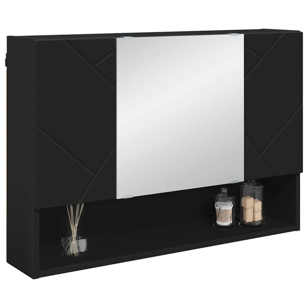 vidaXL Armoire de toilette avec porte Noir 80 x 17 x 55 cm Bois d'ingénierie