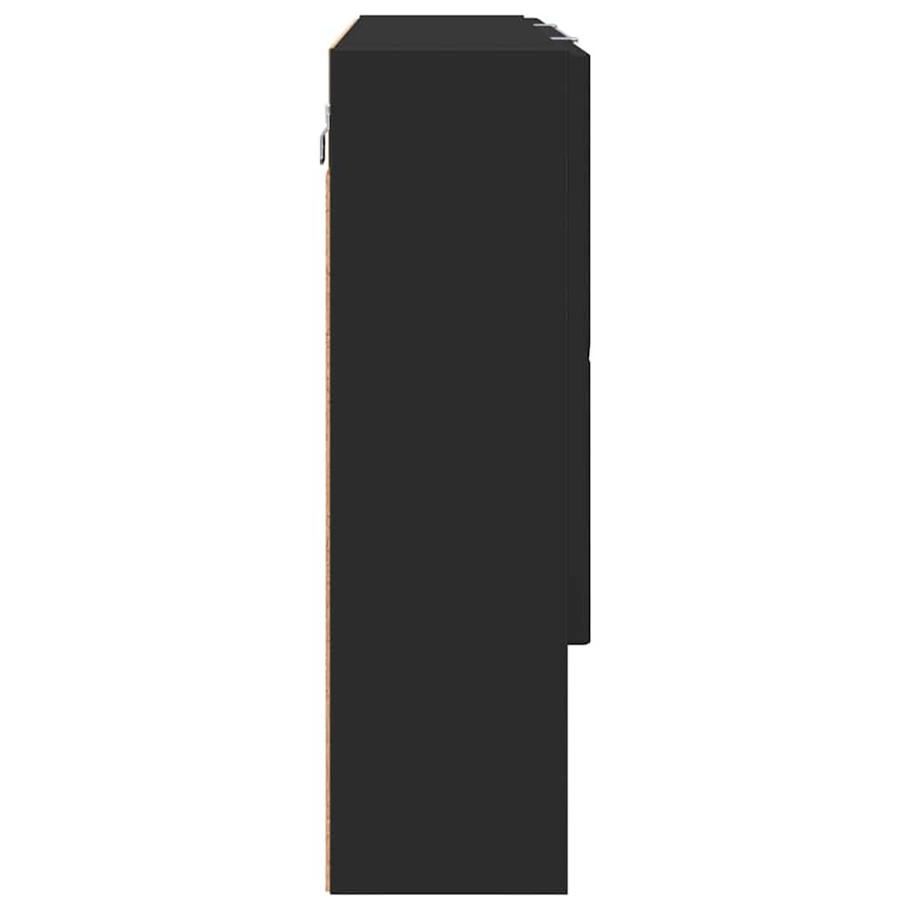 vidaXL Armoire de toilette avec porte Noir 80 x 17 x 55 cm Bois d'ingénierie