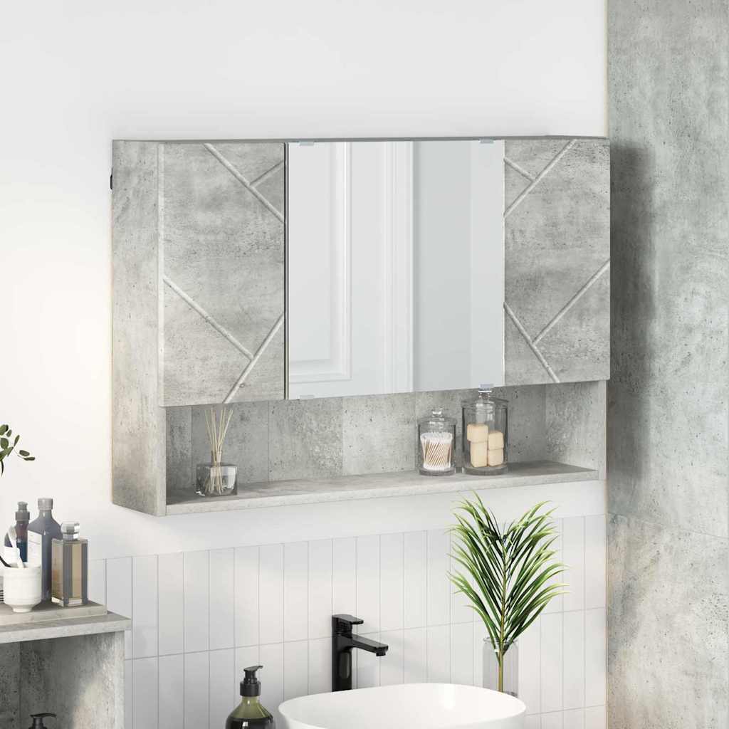 vidaXL Armoire de toilette avec porte gris béton 80 x 17 x 55 cm Bois d'ingénierie