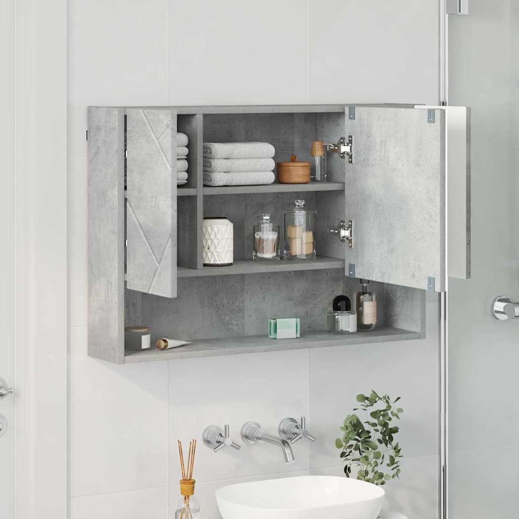 vidaXL Armoire de toilette avec porte gris béton 80 x 17 x 55 cm Bois d'ingénierie
