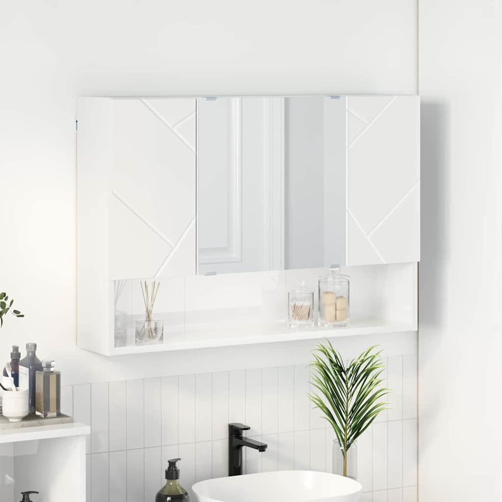 vidaXL Armoire à pharmacie murale brillante blanche 80 x 17 x 55 cm Bois d'ingénierie
