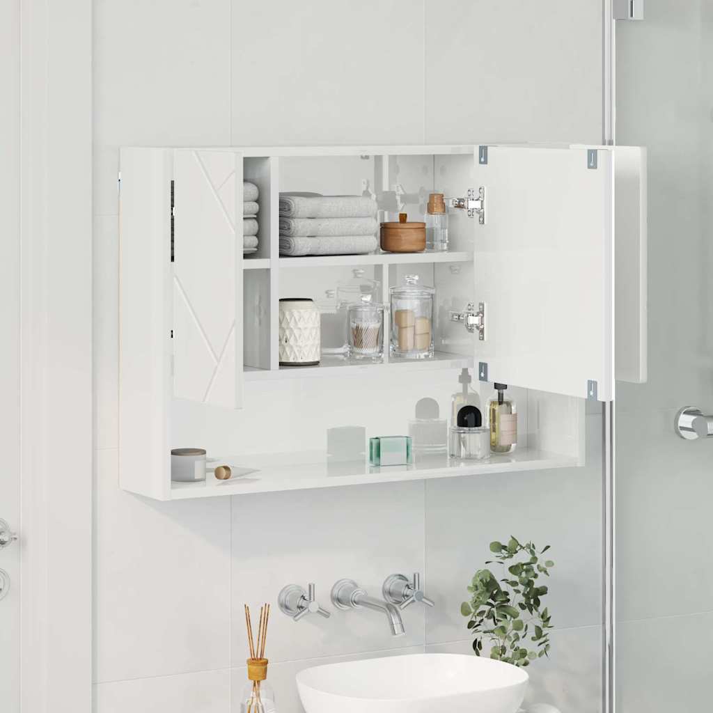 vidaXL Armoire à pharmacie murale brillante blanche 80 x 17 x 55 cm Bois d'ingénierie
