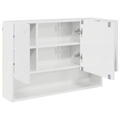 vidaXL Armoire à pharmacie murale brillante blanche 80 x 17 x 55 cm Bois d'ingénierie
