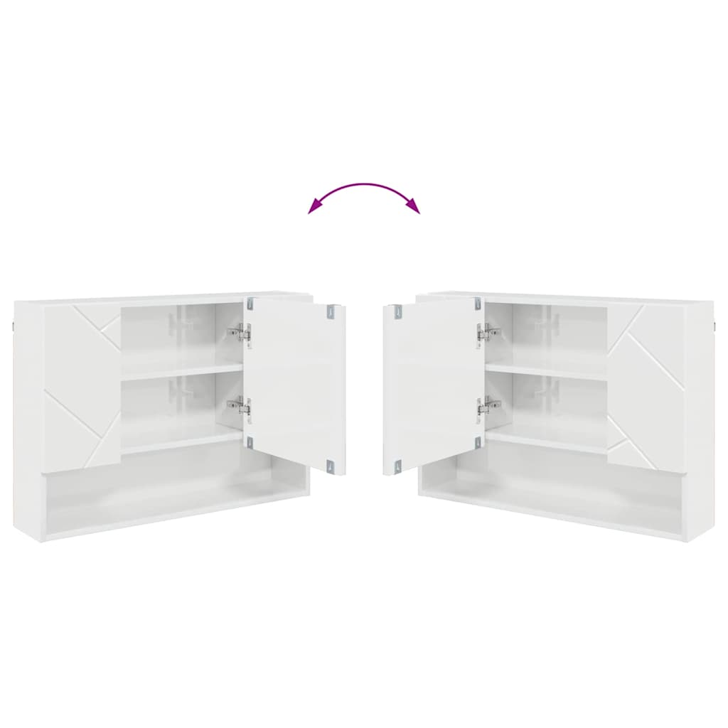 vidaXL Armoire à pharmacie murale brillante blanche 80 x 17 x 55 cm Bois d'ingénierie