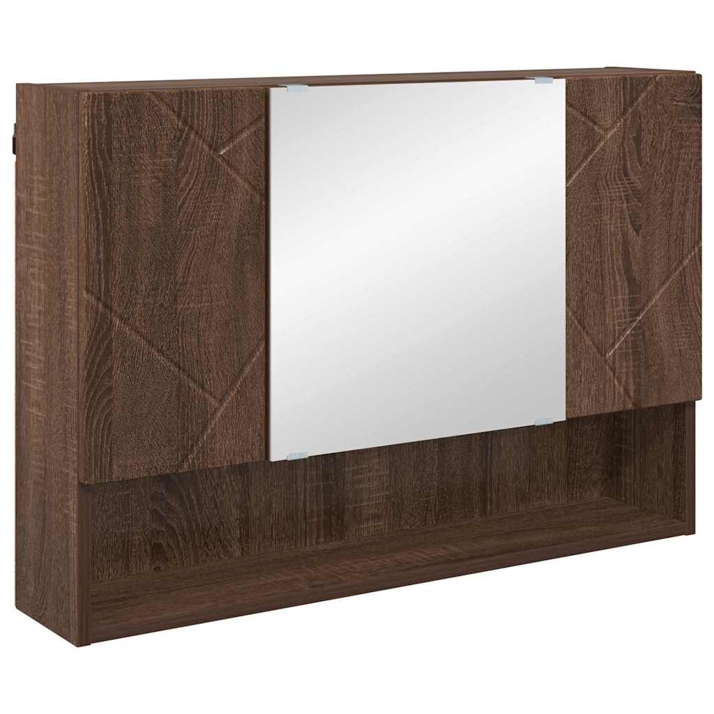 Spiegelschrank Braun Eichen-Optik 80 x 17 x 55 cm Holzwerkstoff