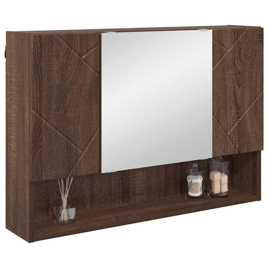 Spiegelschrank Braun Eichen-Optik 80 x 17 x 55 cm Holzwerkstoff