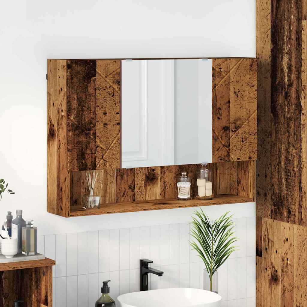 vidaXL Armoire de toilette avec porte en bois de récupération 80 x 17 x 55 cm Bois d'ingénierie