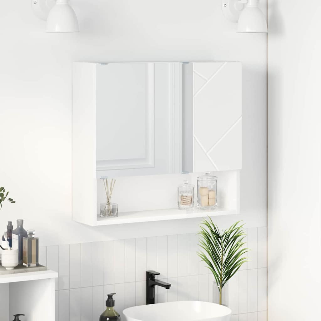 vidaXL Spiegelschrank Wandmontiert Weiß 59 x 17 x 55 cm Holzwerkstoff