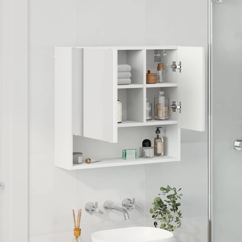 vidaXL Spiegelschrank Wandmontiert Weiß 59 x 17 x 55 cm Holzwerkstoff