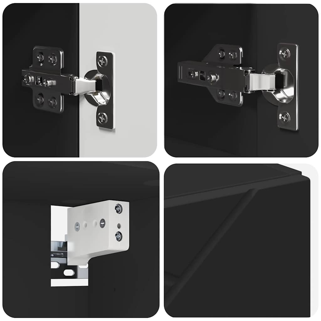 Spiegelschrank mit Tür Schwarz 59 x 17 x 55 cm Holzwerkstoff