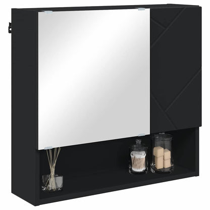 Spiegelschrank mit Tür Schwarz 59 x 17 x 55 cm Holzwerkstoff