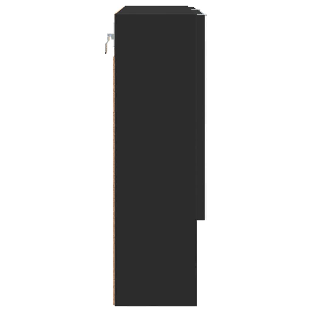 Spiegelschrank mit Tür Schwarz 59 x 17 x 55 cm Holzwerkstoff