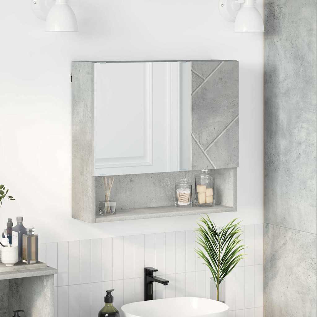 vidaXL Spiegelschrank mit Tür Beton Grau 59 x 17 x 55 cm Holzwerkstoff