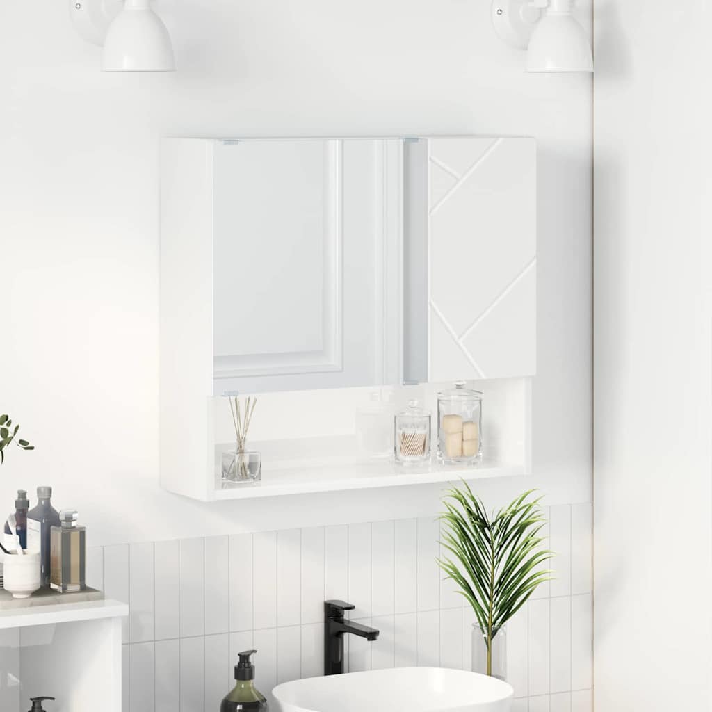 vidaXL Spiegelschrank Hochglanz Weiß 59 x 17 x 55 cm Holzwerkstoff