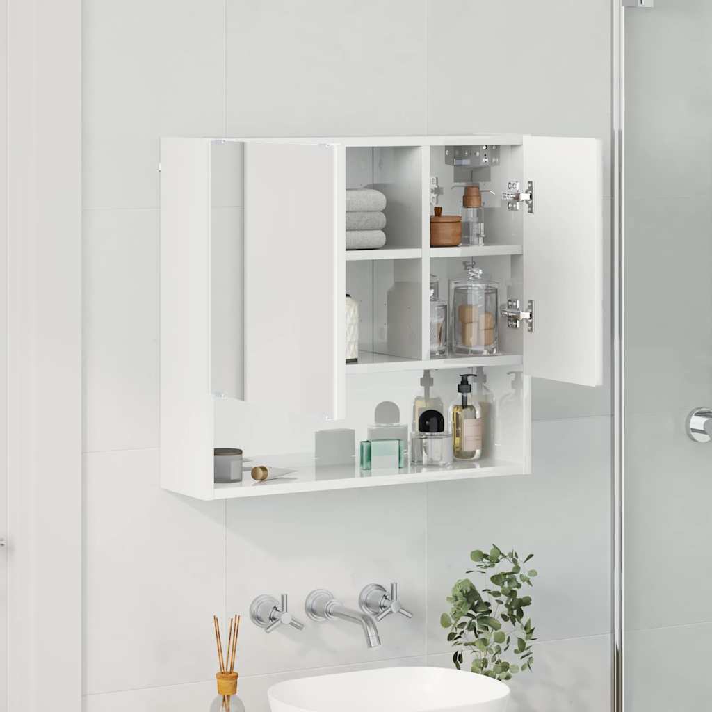 vidaXL Spiegelschrank Hochglanz Weiß 59 x 17 x 55 cm Holzwerkstoff
