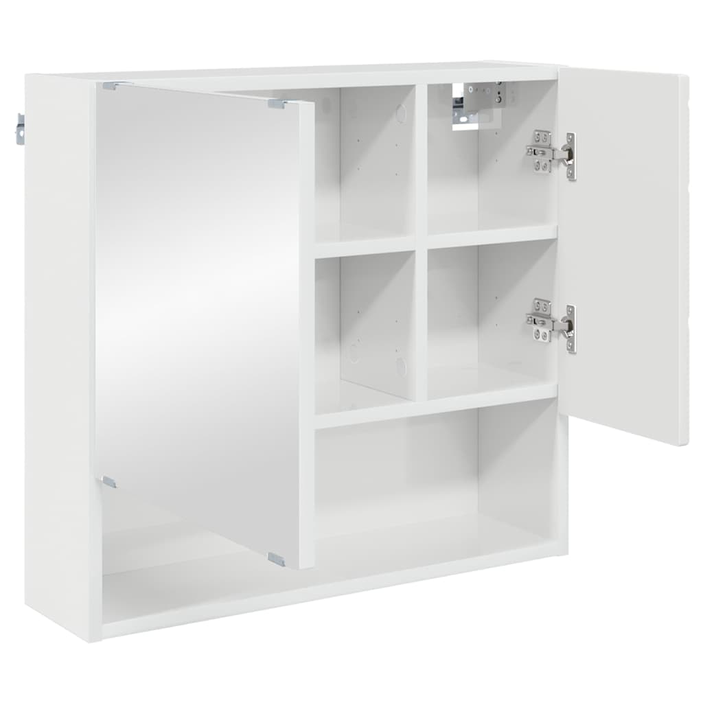 vidaXL Spiegelschrank Hochglanz Weiß 59 x 17 x 55 cm Holzwerkstoff