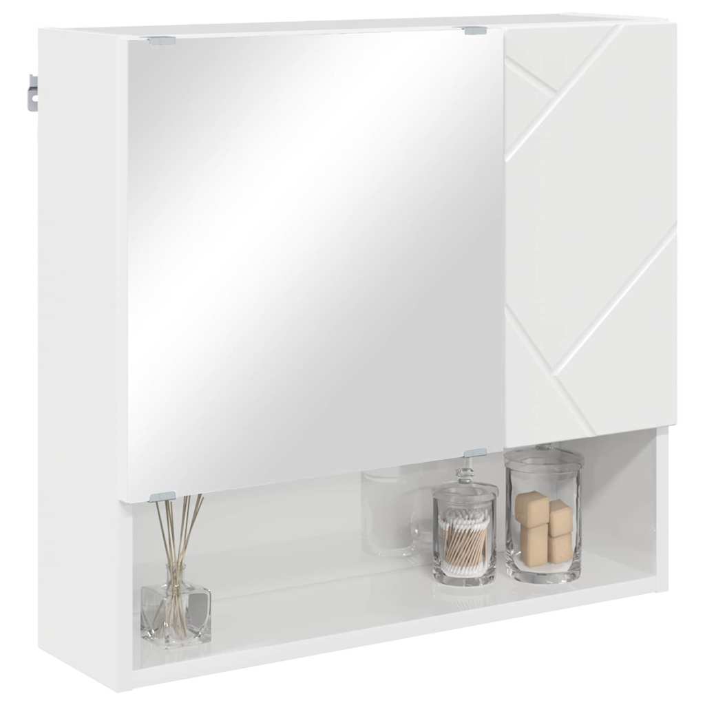 vidaXL Spiegelschrank Hochglanz Weiß 59 x 17 x 55 cm Holzwerkstoff