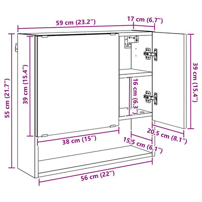 vidaXL Spiegelschrank Geräucherte Eiche 59 x 17 x 55 cm Holzwerkstoff