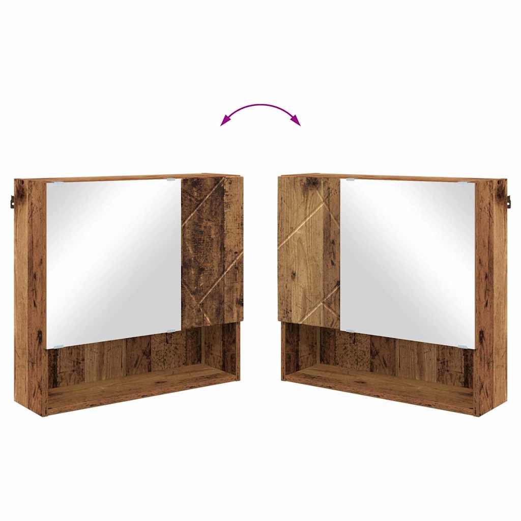 vidaXL Spiegelschrank mit Tür Altholz 59 x 17 x 55 cm Holzwerkstoff