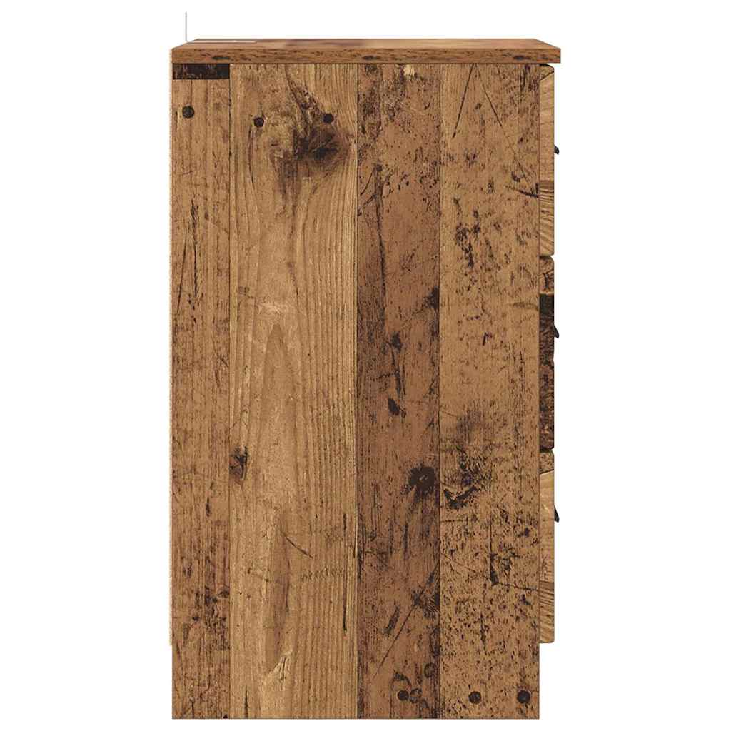 vidaXL Nachttisch mit Schubladen Altholz 38 x 38 x 66 cm Holzwerkstoff
