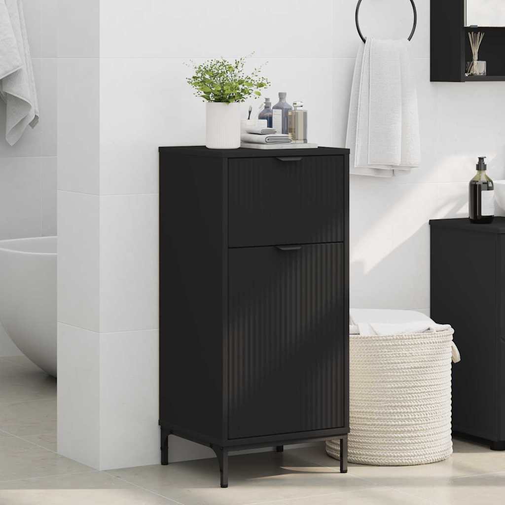 vidaXL Badezimmerschrank mit Schubladen Schwarz 39,5 x 36 x 88 cm