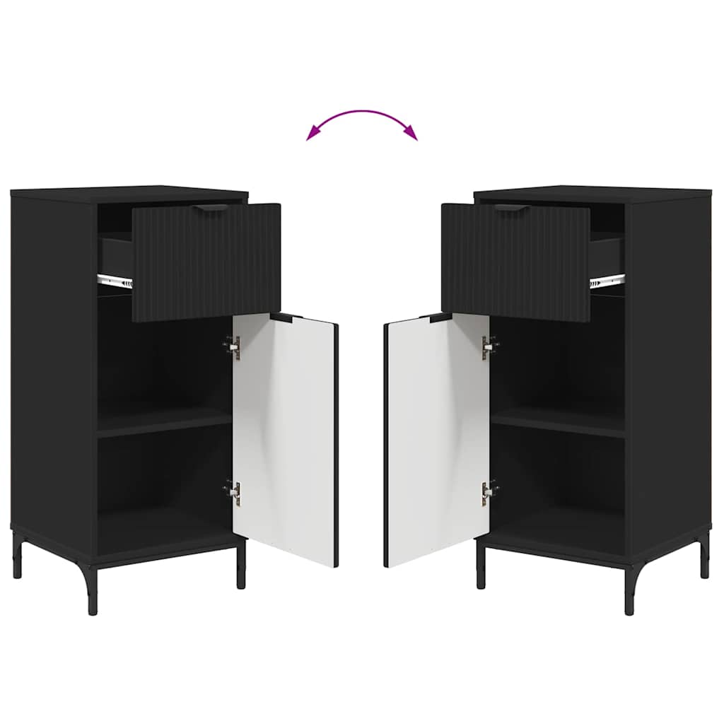 vidaXL Badezimmerschrank mit Schubladen Schwarz 39,5 x 36 x 88 cm