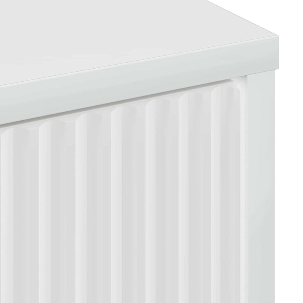 vidaXL Badezimmerschrank mit Speicher Hochglanz Weiß 39,5 x 36 x 88 cm