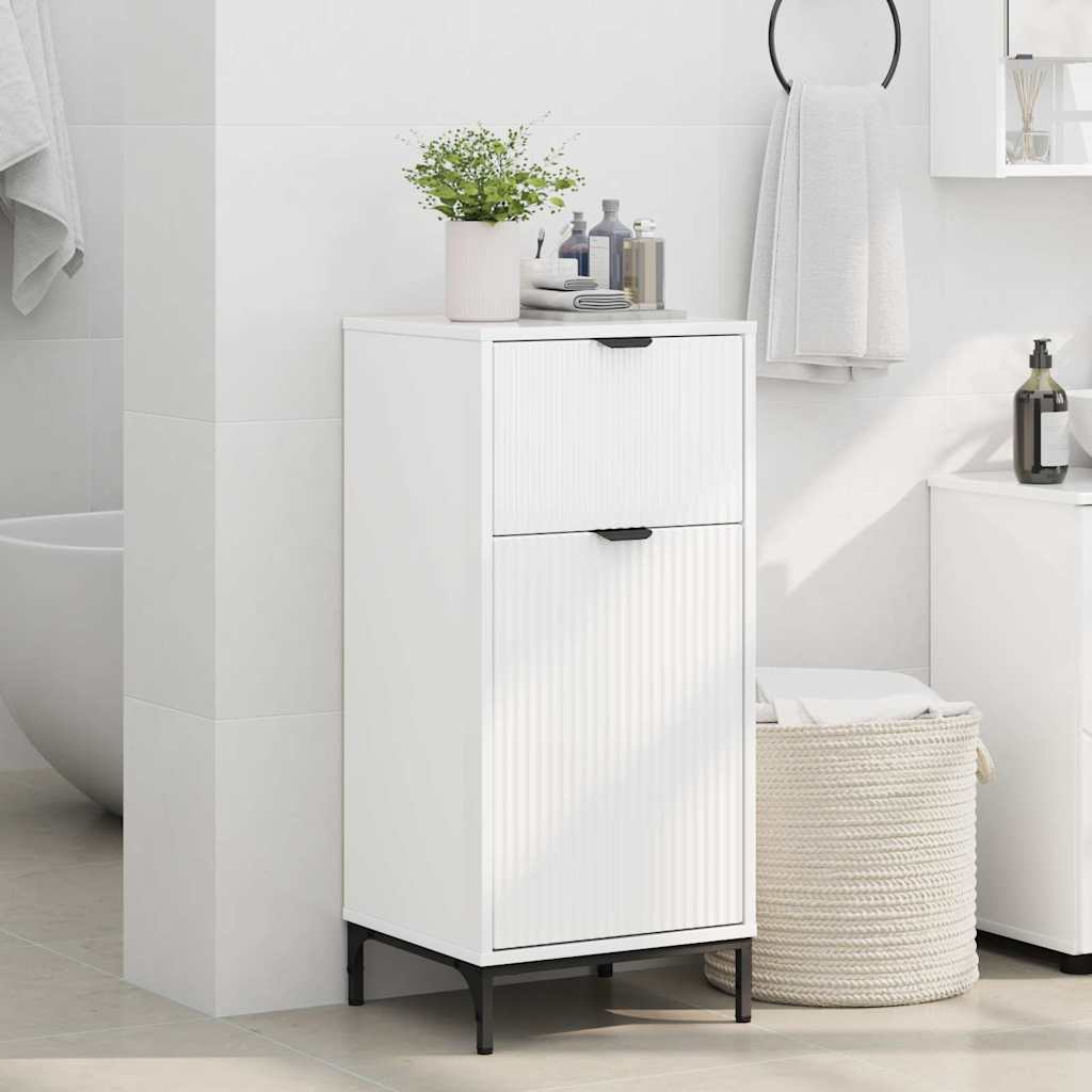 vidaXL Badezimmerschrank mit Speicher Hochglanz Weiß 39,5 x 36 x 88 cm